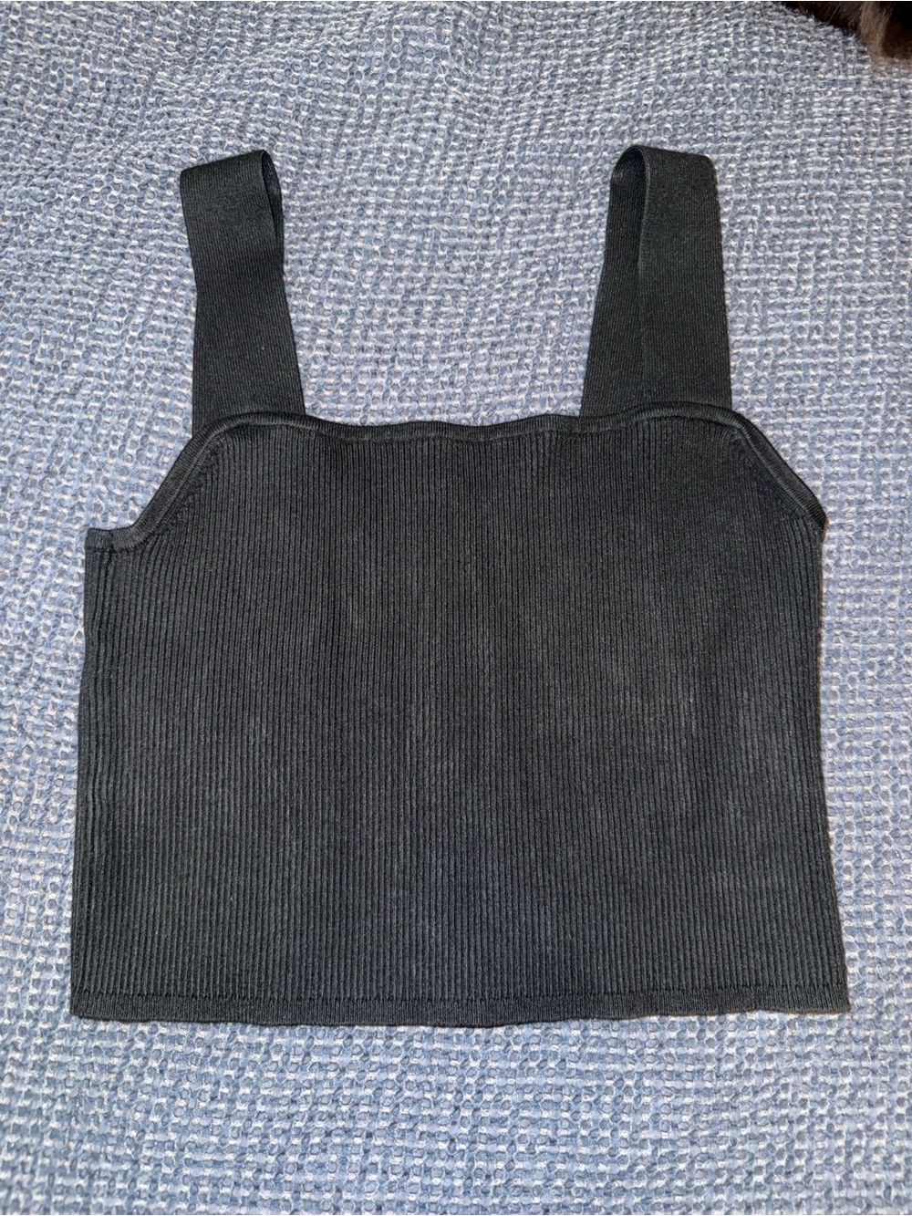 Madewell Black Ribbed Tank Crop Top | Size: Large
